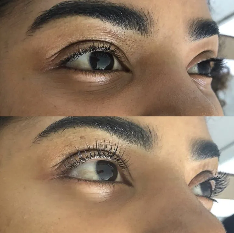 Avant et après pigmentation des sourcils, gros plan